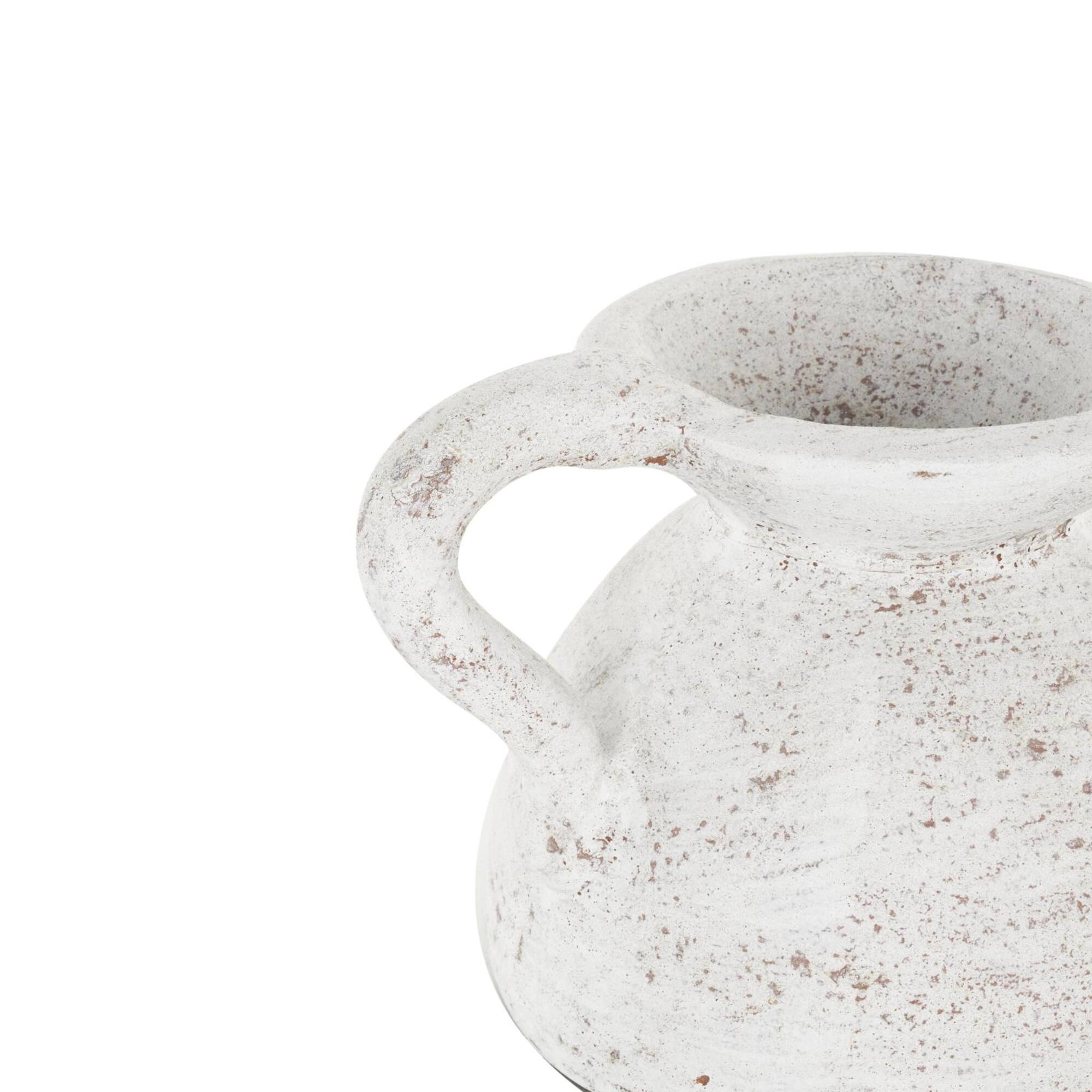 11" Cream Ceramic Textured Pot Vase with Handle